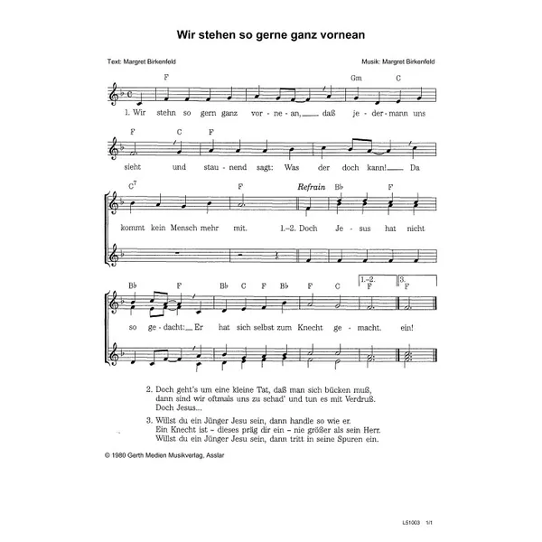 Produktbild des Artikels Wir stehn so gern ganz vorne an (Noten - Download)