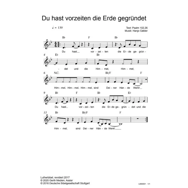 Produktbild des Artikels Du hast vorzeiten die Erde gegründet (Noten - Download)