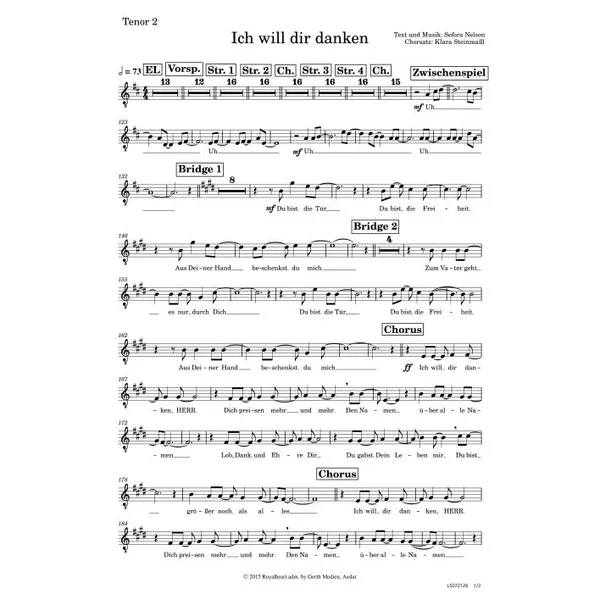 Produktbild des Artikels Ich will dir danken (Tenor 2) (Noten - Download)