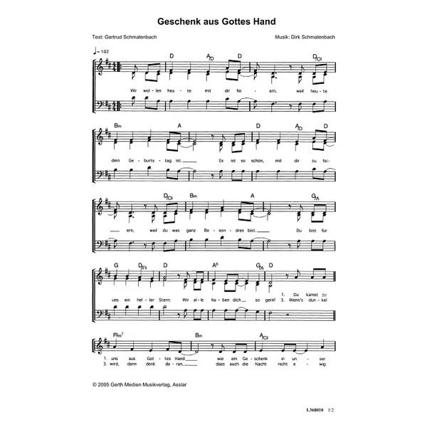 Produktbild des Artikels Geschenk aus Gottes Hand (Noten - Download)