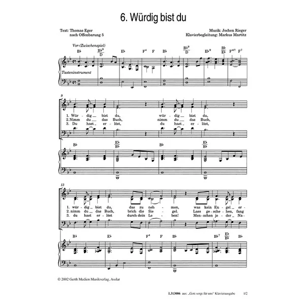 Produktbild des Artikels Würdig bist du (Noten - Download)