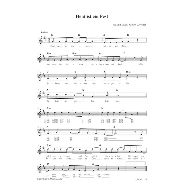 Produktbild des Artikels Heut ist ein Fest (Noten - Download)