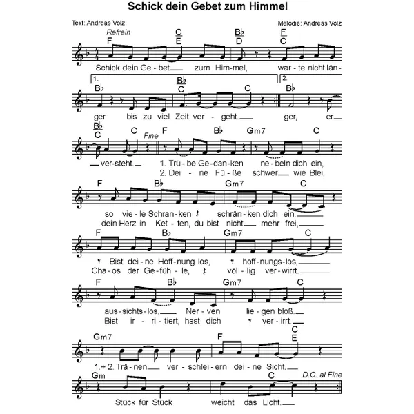 Produktbild des Artikels Schick dein Gebet zum Himmel (Noten - Download)