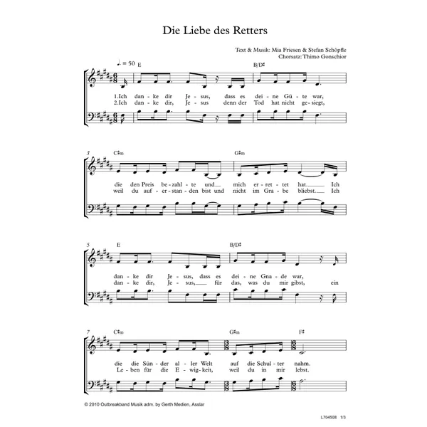 Produktbild des Artikels Die Liebe des Retters (Noten - Download)