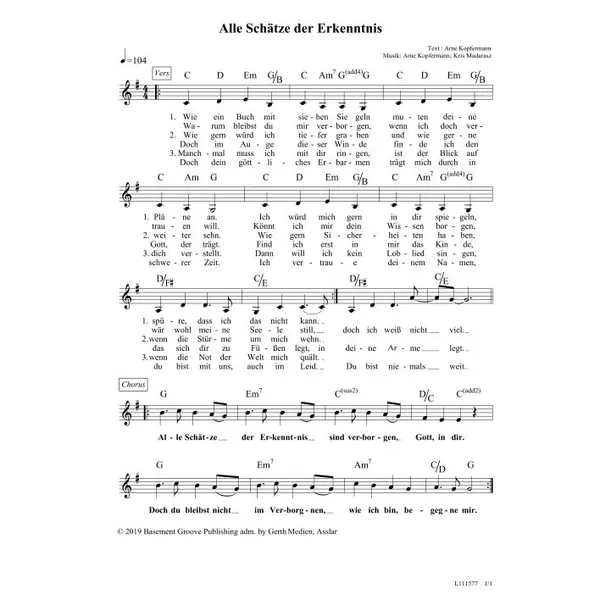 Produktbild des Artikels Alle Schätze der Erkenntnis (Noten - Download)