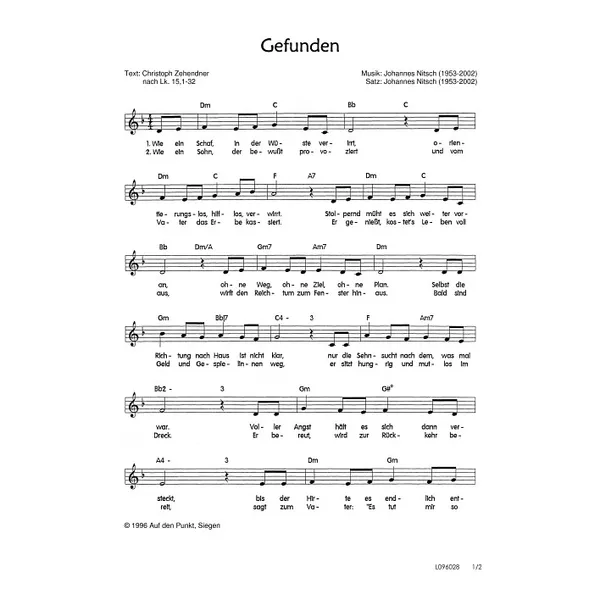 Produktbild des Artikels Gefunden (Noten - Download)