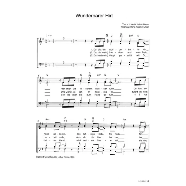 Produktbild des Artikels Wunderbarer Hirt (Noten - Download)
