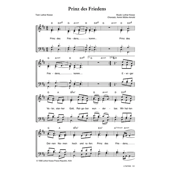 Produktbild des Artikels Prinz des Friedens (Noten - Download)