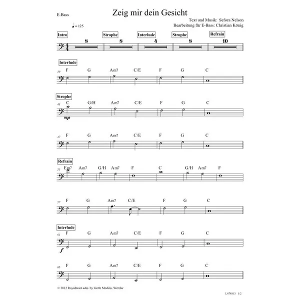 Produktbild des Artikels Zeig mir dein Gesicht (E-Bass) (Noten - Download)