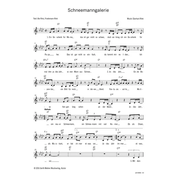 Produktbild des Artikels Schneemanngalerie (Noten - Download)