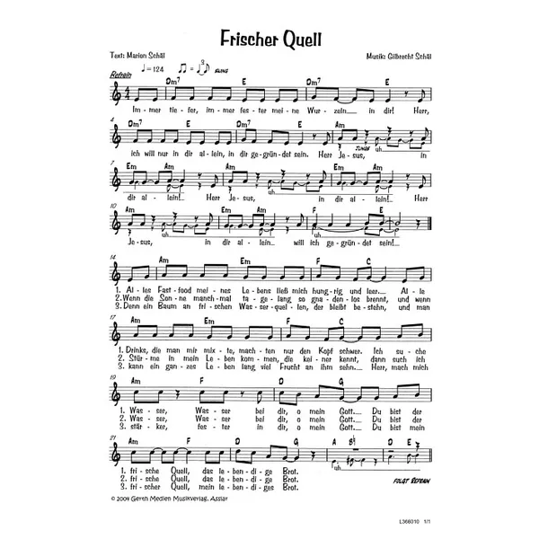 Produktbild des Artikels Frischer Quell (Noten - Download)