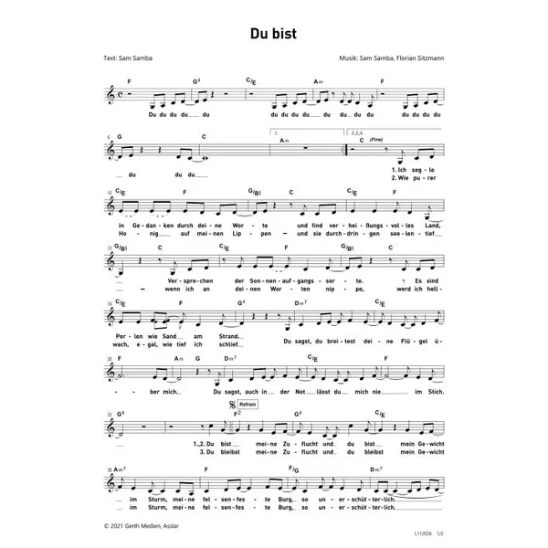 Produktbild des Artikels Du bist (Noten - Download)